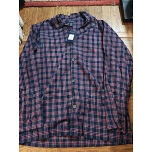NWT Polo Ralph Lauren Mens Large Pajama Top Button Sleepwear Shirt Plaid